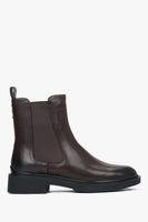 Estro: Klasyczne ciemnobrązowe sztyblety damskie z lekkim ociepleniem