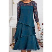 Elegantes Kleid Mit Spitze, Petrol
