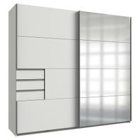 P & B BIELA SKRIŇA SO ZRKADLOM, číra, biela, hliníková, 225/210/64 cm