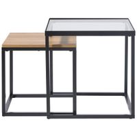 Xora SADA KONFERENČNÝCH STOLÍKOV, číra, čierna, farba duba, kov, sklo, kompozitné drevo, 40/48/40/48/40/48 cm