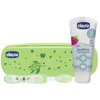 Chicco Always Smiling Green Комплект за дентална грижа Strawberry(за деца )