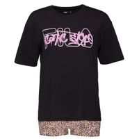 Fila SET T-SHIRT SHORT SLEEVE IN JERSEY AND SHORT LEGGINGS Дамска пижама, черно, размер