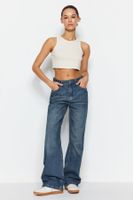 Trendyol Blue Pale Effect Vintage High Waist Wide Leg Jeans