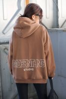 Madmext Mad Girls Brown Printed Oversized Sweatshirt