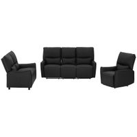 MID.YOU SEDACÍ SOUPRAVA 3+2+1, kůže, černá