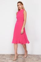 Trendyol Fuchsia A-line Skirt Flounce Midi Woven Dress