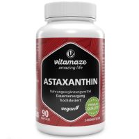 Vitamaze Astaxanthin Kapseln hochdosiert & vegan, 4 mg natürliches Astaxanthin Pulver aus der Blutregenalge, 90 Kapseln, ohne Zusatzstoffe | Sensilab
