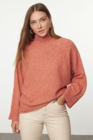 Trendyol Dusty Rose Soft Texture Wide Pattern Knitwear Sweater