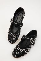 Soho Black Suede-Silver Women's Ballerinas 19969