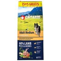 Ontario Adult Medium Lamb & Rice 15+5kg zdarma