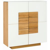 Voglauer VYSOKÁ KOMODA, divoký dub, bílá, barvy dubu, 128/138/43 cm
