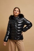 Quilted jacket with fur hood