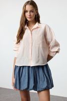 Trendyol Light Pink Bow Embroidery Detailed Woven Shirt