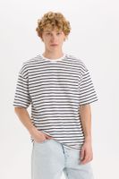 DEFACTO Boxy Fit Crew Neck Striped Short Sleeve T-Shirt