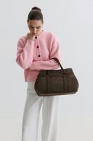 Estro: Ciemnobrązowa torebka damska na ramię typu tote z włoskiego weluru naturalnego Premium