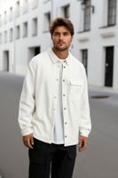 Trendyol White Regular Fit Single Pocket Snap Closure Knitted Casual Comfortable Flexible Fabric Shirt