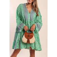 Bedrucktes Minikleid Aus Baumwolle, Grün