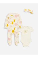 LC Waikiki Crew Neck Printed Baby Girl Hospital Discharge Set 3-Piece