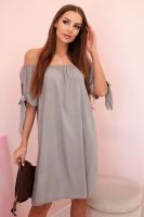 Kesi Włoski Women's viscose dress with tied sleeves fango
