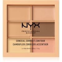 NYX Professional Makeup Conceal. Correct. Contour korekčná a kontúrovacia paletka odtieň 01 Light 6 x 1.5 g