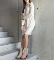 Gemre Beige midi dress with sheen Kadyra