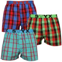 3PACK pánské trenky Styx sportovní guma vícebarevné (B9373839) S