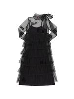 Flocked Logo Tulle & Jersey Dress