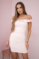 Shoulder dress with frills powder pink