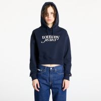 Bluza Tommy Jeans Relaxed Cropped Script Hoodie Blue S