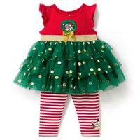 Minnie Maus - Weihnachtsset aus Kleid und Leggings für Babys