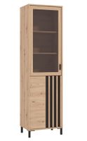 Vysoká vitrína luisa - dub, čierna
