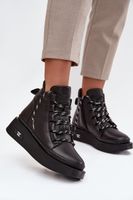 Skórzane Botki Damskie Na Platformie Ocieplane Artiker
