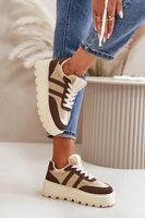 Insulated women's platform sneakers with fur brown Daivlene