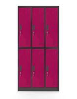 Plechová šatní skříň 6 boxů IGOR, antracit-fuchsia (809)