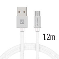 Datový kabel Swissten Textile USB / microUSB 1,2m, silver