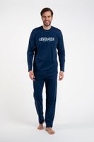 Men's pajamas with long sleeves, long pants - dark blue