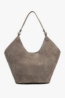 Estro: Ciemnoszara torebka damska typu hobo z włoskiego weluru naturalnego Premium
