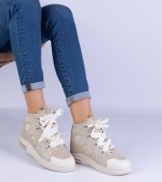 UR/CEO Beige women's sneakers with thick laces Gralina
