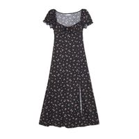 Cropp - Midi obleka s cvetličnim vzorcem - črna