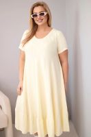 Sukienka Kesi w kolorze żółtym, plus-size, z krótkim rękawem