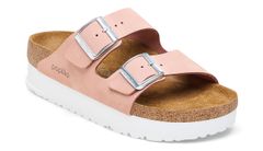 Birkenstock Arizona PAP Flex Platform Nubuk Leather Narow Fit Ženy - Sandály Birkenstock - Růžová - 1026894-8 - Size: 8