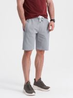 Ombre Men's knit shorts with drawstring and pockets - grey