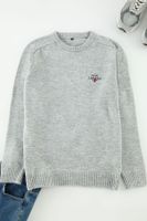 Trendyol Grey Regular Crew Neck Plain Knitwear Sweater