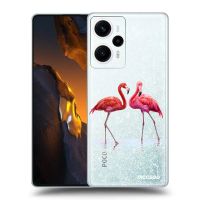 Silikónový prehľadný obal pre Xiaomi Poco F5 - Flamingos pár