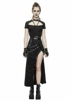DEVIL FASHION - Damenrock seitlich geschlitzt - Tokyo Underground Gothic Black Women Half skirts With Japanese Slit M