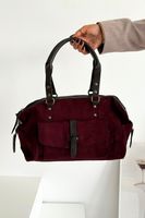 Torebka damska z eko zamszu, bordowa