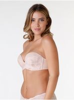 Krémová dámska krajková podprsenka bez ramienok Wonderbra ULTIMATE LACE STRAPLESS BRA