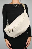 LuviShoes VENTA Beige Knitted Women&#39;s Large Waist Bag