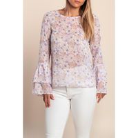 Bluse Mit Blumenprint, Flieder