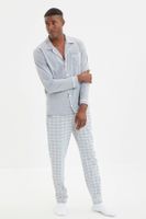 Trendyol Gray Regular Fit Top Piping Detailed Knitted Pajama Set